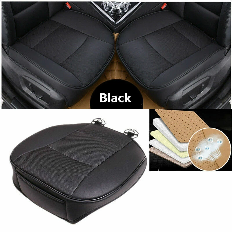 Luxury Limo Car Front Seat Cover Black PU Leather Seat Cushion Fine Stitching 1x - Image 1 of 4