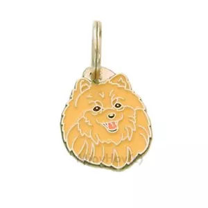 Dog name ID Tag, Pomeranian dog - Pom, Personalized, Engraved, Handmade, Charm - Picture 1 of 12