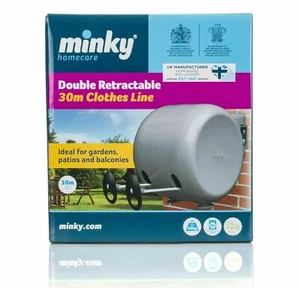 30m Minky Retractable Clothes Drying Airing Outdoor Reel Double Washing Line - Picture 1 of 9