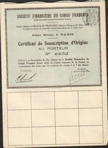 Société Financière du CONGO FRANCAIS (K) - Picture 1 of 1