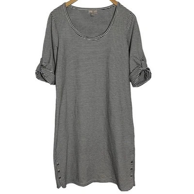 J. Jill Dress Perfect Pima Jersey Knit Striped Roll Tab Sleeves Small Clean Girl - Image 1 of 4