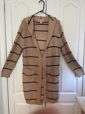 Women's Open Front Cardigan Tan & Black Stripe Size XL - Image 1 of 3
