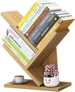 Fuyoula 2 Tier Tree Bookshelf, 3 Shelf Bookcase, Free Standing Tree Bookcase,... - Picture 1 of 7