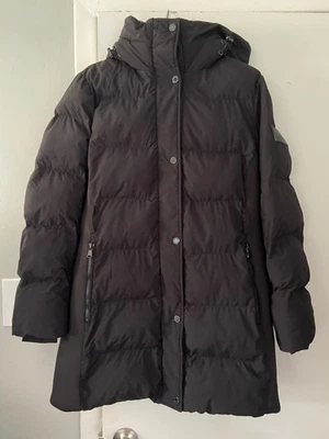 Calvin Klein Quilted Puffer Parka Coat Jacket Faux Fur Hood Black Women's Medium - Image 1 of 4