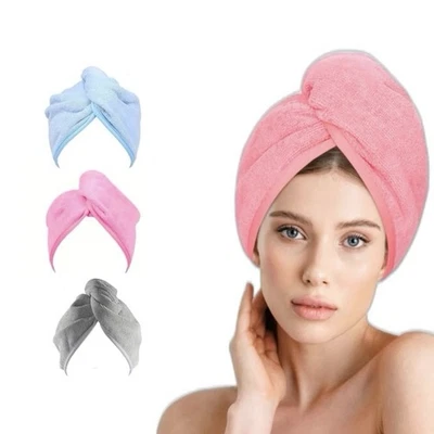 Toalla de microfibra para cabello, 3 paquetes de turbantes para cabello húmedo secado toalla envolvente para cabello Foto 1 de 4