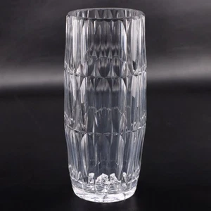Art Deco Heavy Faceted Cut Crystal Flower Vase 8" Vintage  - Picture 1 of 5