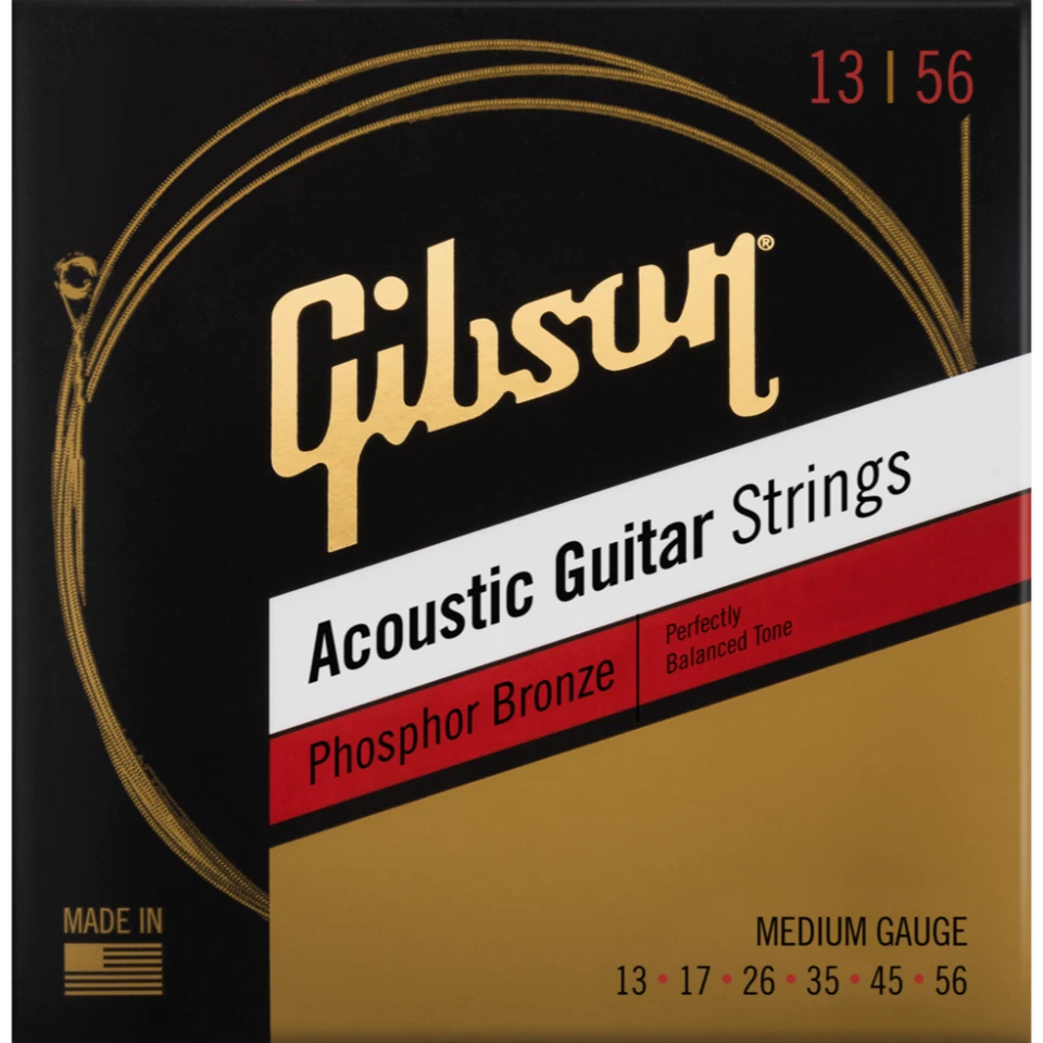 Gibson Phosphor 青铜原声吉他弦,中等 13-56 — 第 1/1 张图片
