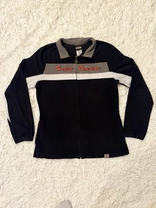 Harley-Davidson Women’s Fleece Jacket Size L Black Gray Zip-Up Louisianna Chapte - Picture 1 of 8