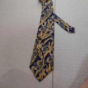 Ralph Lauren Men's Floral Silk Tie Navy Gold Used No Box - Picture 1 of 6