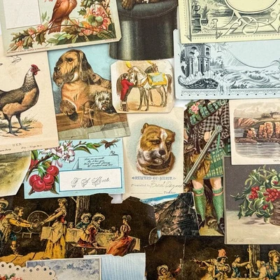 Lot of 20 Antique Victorian Ephemera Calling Trade Cards, Postcards, Die Cuts - Image 1 of 4