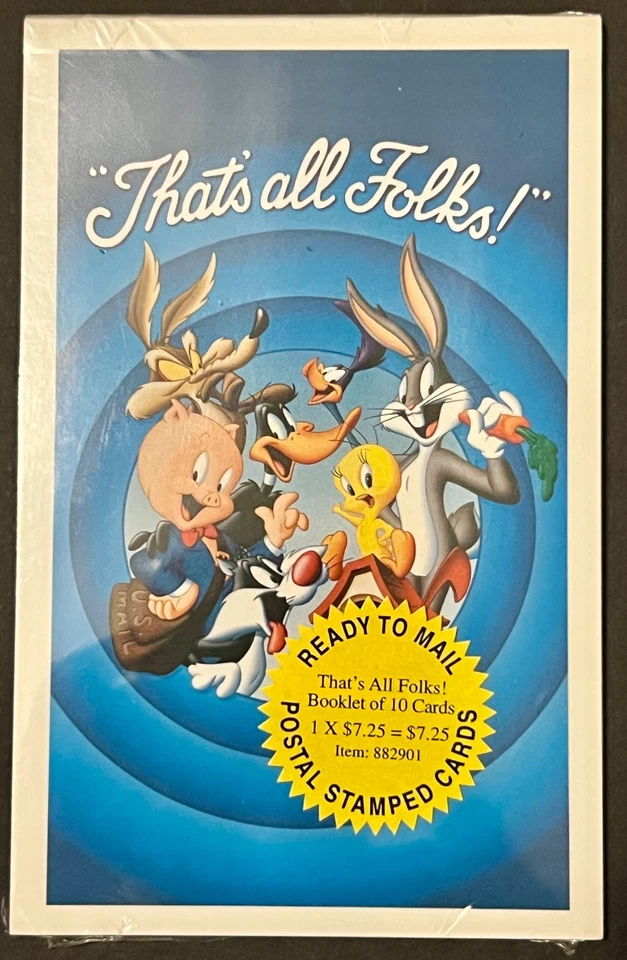 SCOTT UX376 USPS 2001 THAT'S ALL FOLKS SET OF TEN POSTAL CARDS SEALED NEW - Image 1 of 2