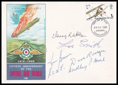 Dambusters BROWN, WALKER, RODGER, HEAL & SMITH Signed 1968 GB RAF FDC - Image 1 of 2