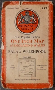 Ordnance Survey 1 In Map of Bala & Welshpool - Sheet 117 - Paper - 1947 - Picture 1 of 3