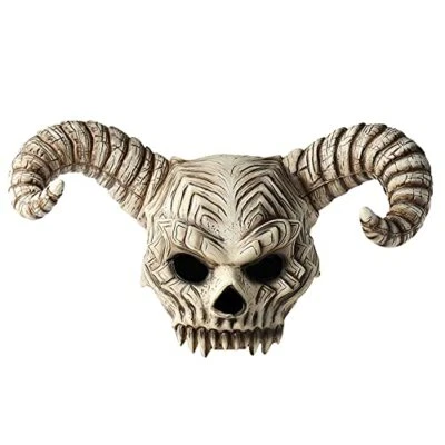 White Long Cow Horns Mask Headpiece Animal Half Mask Monster Raptor Head Cosplay - Image 1 of 4