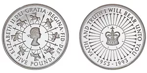5 SILVER POUNDS UNITED KINGDOM - 5 LIBRAS PLATA REINO UNIDO. 1993. REIGN. PROOF - Imagen 1 de 1