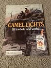 Vintage 1984 CAMEL LIGHTS CIGARETTES PACK Print Ad 1980s MAN MOTORCYCLE MOUNTAIN