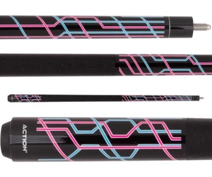 Taco de billar Action Impact IMP78 negro con rosa neón y azul Tron - Imagen 1 de 2