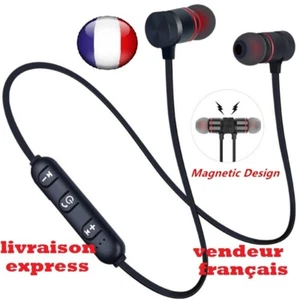Écouteur casque Bluetooth sport magnétique sans fil stéréo avec micro - Imagen 1 de 6