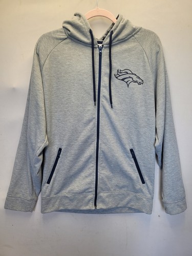 VETEMENTS Felpa con cappuccio NFL Broncos Graphic Team Abbigliamento Cerniera Grigia Uomo Media Mimetica 2486