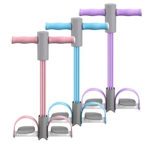 4-Tubes Foot Pedal Resistance Band Body Stretch Pull Puller Rope Yoga Exercise - Picture 1 of 13