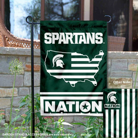 Michigan State University USA Stars and Stripes Nation Garden Flag and Yard Cover
