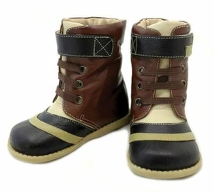 NIB LIVIE & LUCA Shoes Boots Booties Gaffer Brown Black Toddler 4 - Picture 1 of 1