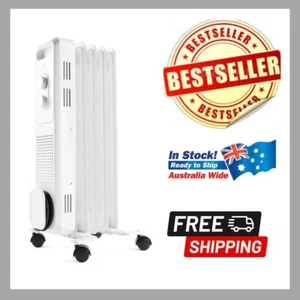 5 Fin Oil Heater Electric Portable Floor 3 Heat Adjustable Setting Wheels 1000W - Picture 1 of 7