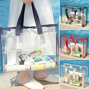 Clear Tote Bag Transparent Large Capacity Handbag for Travel & Concert Beach - Picture 1 of 21