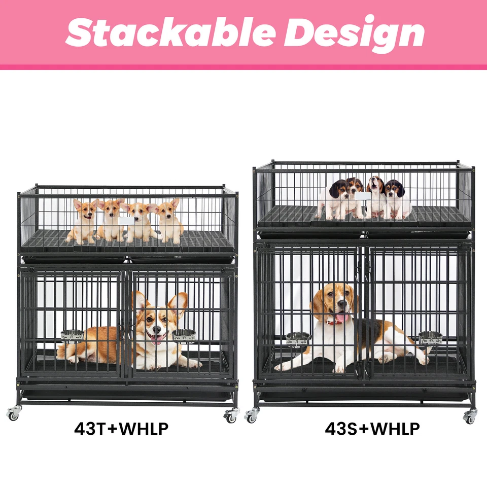 42 In Dog Whelping Box for Puppies & Stackable Heavy Duty Dog Crate Cage Kennel - Image 1 of 1