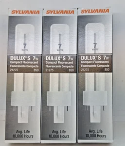 (3) NEW Sylvania Dulux S 7W 5000K G23 2-Pin CF7DS/850 #21275 Compact Fluorescent - Picture 1 of 2