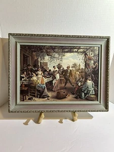 VTG Jan Steen "The Dancing Couple 1663" Print  w/ Solid Wood Frame (Art Gallery) - Picture 1 of 5