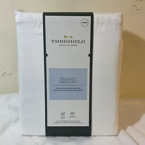 Threshold Queen Size Tri Ease Sheet Set White 4pc 500TC Cotton - Picture 1 of 6
