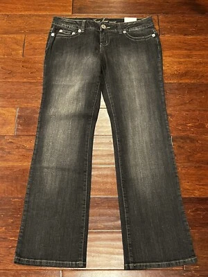 Pantalones de mezclilla Guess Malibu negros lavados desteñidos muslo para mujer talla 31 32 Bootcut nuevos con etiquetas Foto 1 de 4