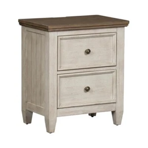 Heartland 2 Drawer Night Stand w/Charging Station, Antique White - Picture 1 of 8