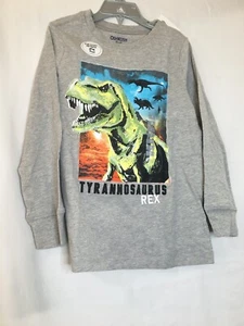 New OshKosh Dinosaur Boys Long Sleeve Shirt Top Gray many sizes - Picture 1 of 4