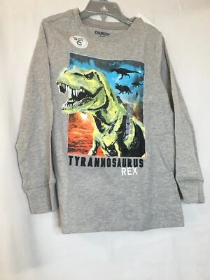 New OshKosh Dinosaur Boys Long Sleeve Shirt Top Gray many sizes - Image 1 of 4