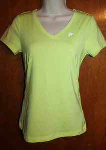 FILA Ladies' XS ATHLETIC/PERFORMANCE T-SHIRT (yellow v-neck) EUC - Picture 1 of 1