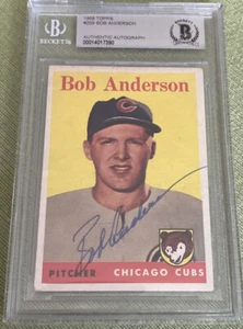 Bob Anderson 1958 Topps #209 Cubs Signed Autographed BAS Beckett DECEASED 2015 - Picture 1 of 3