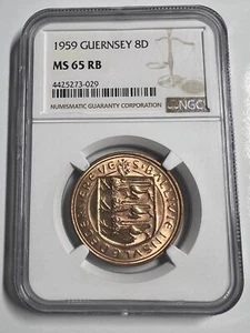 1959 Guernsey 8D MS 65 RB NGC RARE - Picture 1 of 4