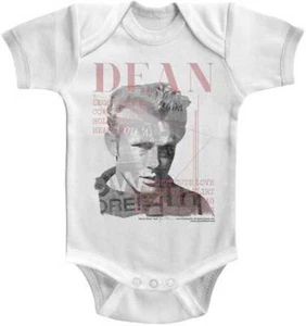 James Dean 1950's Icon Faded Bust Photo Baby Romper Onezies 6-24 Month - Picture 1 of 3