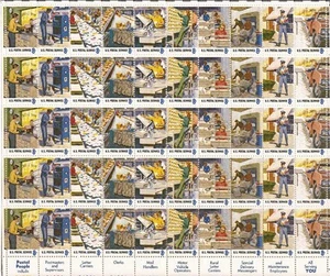 US Stamp - 1973 Postal Service Employees - 50 Stamp Sheet #1489-98 - Picture 1 of 1