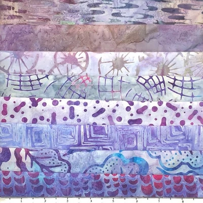 8 Fat Quarters Blue Violet Batik Lunn Fabric FQ Pack 100% Cotton Handmade Purple - Image 1 of 4