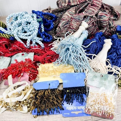 Large Lot Vintage Edging Trim Lace beaded Embellishments For Sewing & Crafting - Image 1 of 4