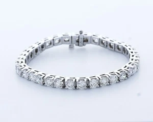 12.5CT Natural Diamonds G/SI1 Round Cut 14K Gold 4-Prong Classic Tennis Bracelet - Picture 1 of 4