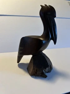 6.5” Ironwood Hand Carved Bird Pelican Or Crane Statue Figurine - Picture 1 of 6