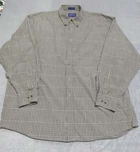 Pendleton Mens 100% Cotton Light Brown Plaid Oxford Dress Shirt XXL - Bild 1 von 10