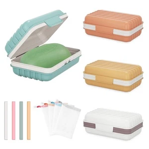 4 Pcs Travel Soap Box Holder Case with Lid, Portable Colorful Soap Dishes Con... - Picture 1 of 6