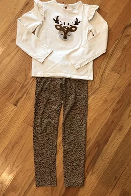 Lote 2: Legging Janie & Jack 7 Reno Top Manga Volantes y Hueco 6-7 Algodón Orgánico Foto 1 de 4