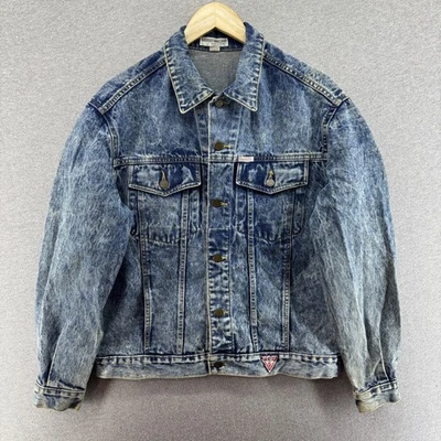 VTG 80s Guess Denim Jacket Mens Large Georges Marciano Acid Washed Denim Trucker - Image 1 of 4