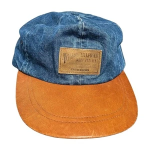 Vintage Tommy Hilfiger Cap Hat Made In The USA Leather Denim Crest - Picture 1 of 7